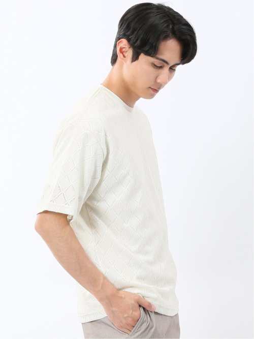 ダイヤ柄 クルー プルオーバー & 半袖 Tシャツ アンサンブル