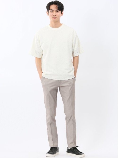 ダイヤ柄 クルー プルオーバー & 半袖 Tシャツ アンサンブル