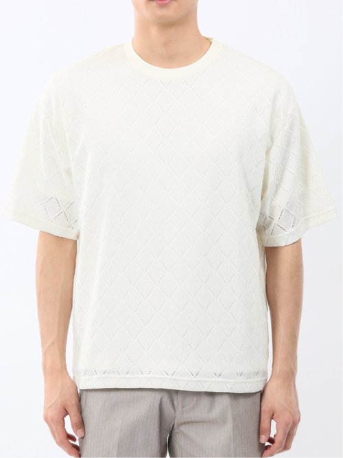 ダイヤ柄 クルー プルオーバー & 半袖 Tシャツ アンサンブル