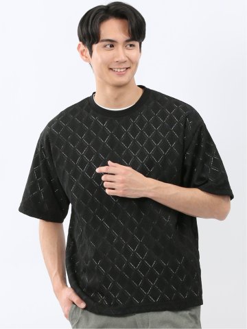 ダイヤ柄 クルー プルオーバー & 半袖 Tシャツ アンサンブル