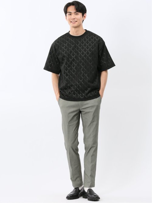 ダイヤ柄 クルー プルオーバー & 半袖 Tシャツ アンサンブル