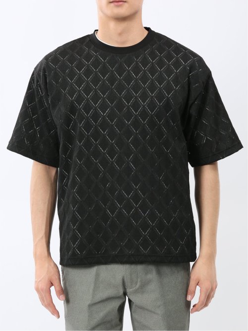 ダイヤ柄 クルー プルオーバー & 半袖 Tシャツ アンサンブル