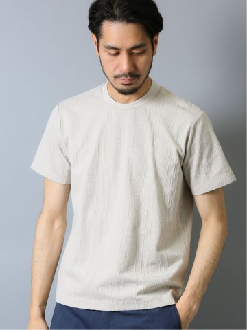 ソロテックス/SOLOTEX ケーブルジャガード クルーネック半袖Tシャツ