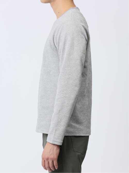 ふくれジャガード Vネック長袖Tシャツ