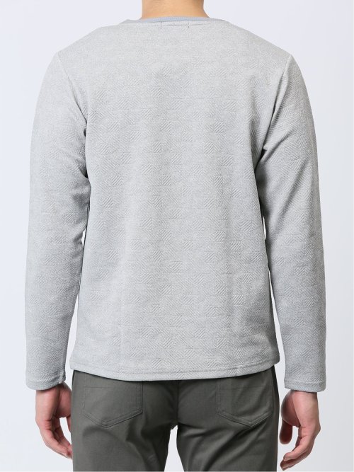 ふくれジャガード Vネック長袖Tシャツ