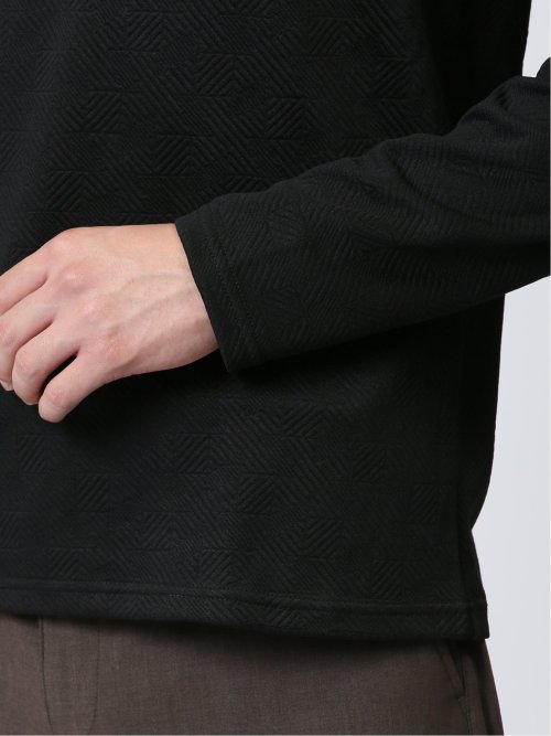 ふくれジャガード Vネック長袖Tシャツ