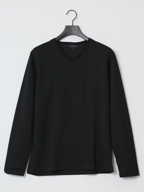 ふくれジャガード Vネック長袖Tシャツ