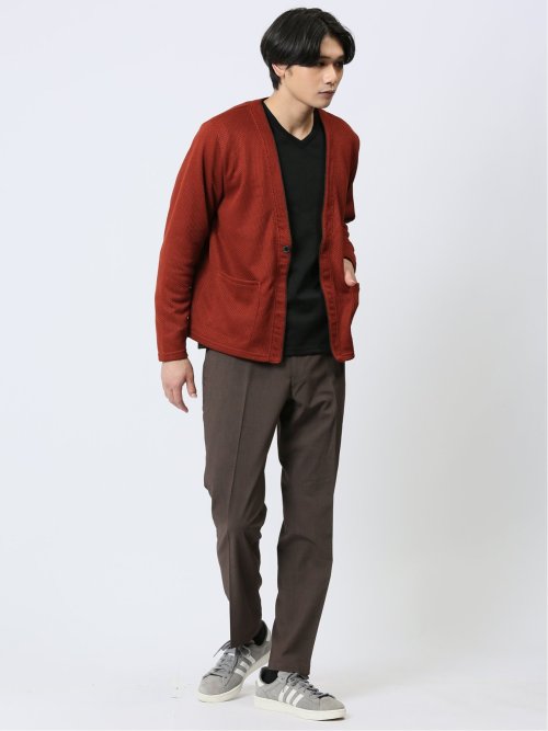 ふくれジャガード Vネック長袖Tシャツ