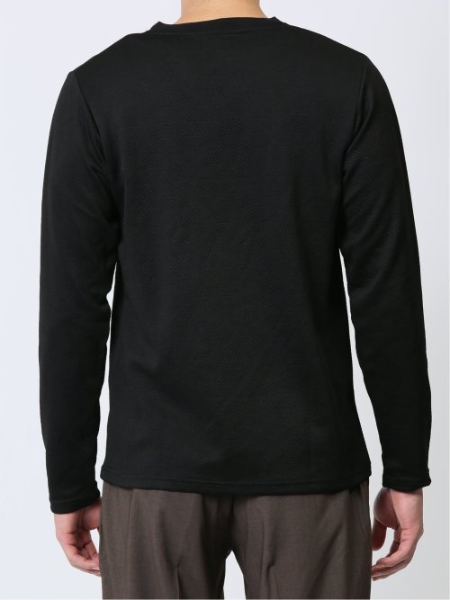 ふくれジャガード Vネック長袖Tシャツ