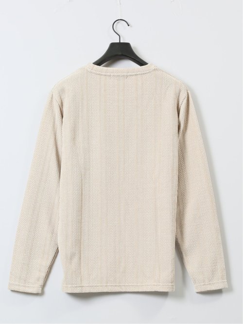 ジャガードモール クルーネック長袖Tシャツ