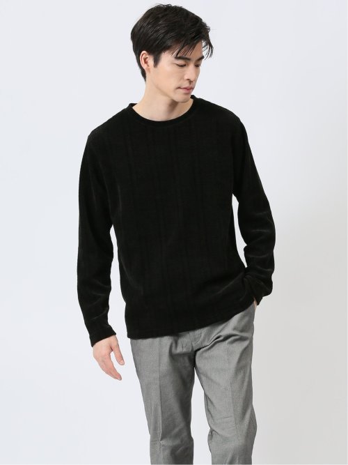 ジャガードモール クルーネック長袖Tシャツ