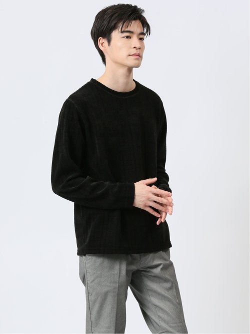 ジャガードモール クルーネック長袖Tシャツ