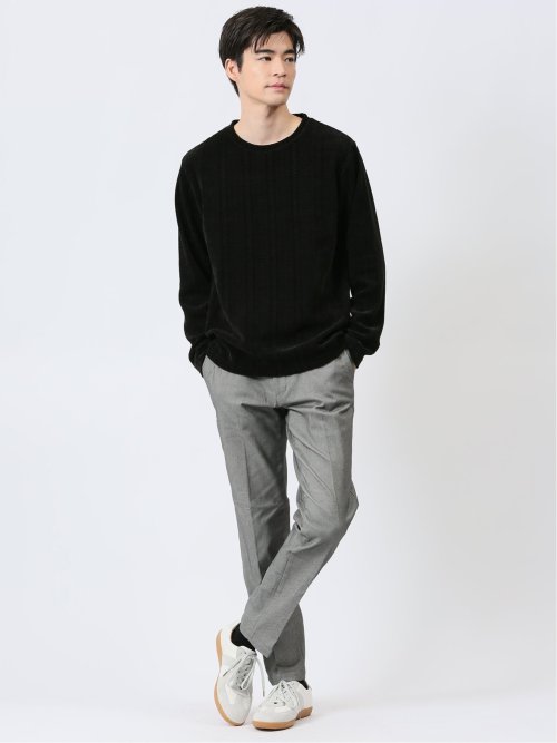 ジャガードモール クルーネック長袖Tシャツ