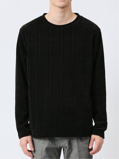 ジャガードモール クルーネック長袖Tシャツ