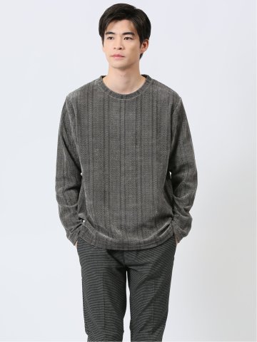 ジャガードモール クルーネック長袖Tシャツ