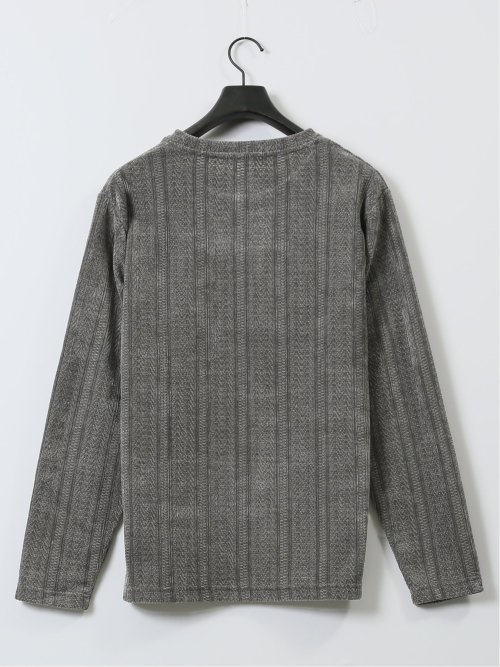 ジャガードモール クルーネック長袖Tシャツ