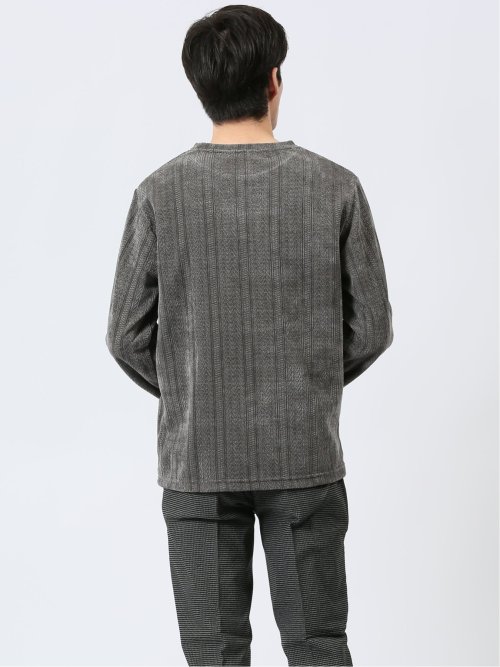 ジャガードモール クルーネック長袖Tシャツ
