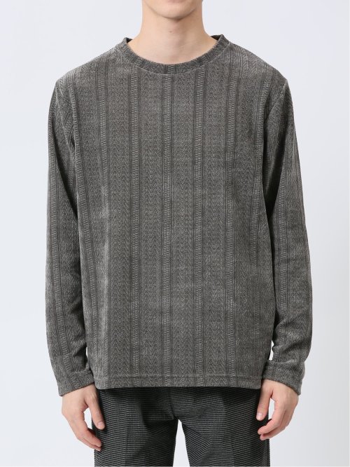 ジャガードモール クルーネック長袖Tシャツ