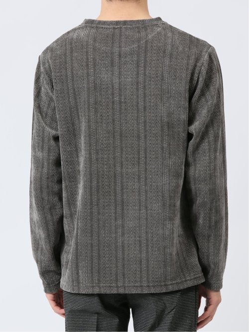 ジャガードモール クルーネック長袖Tシャツ