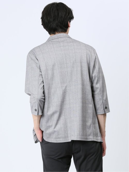 吸水速乾 グレンチェック 1ボタン7分袖ジャケット