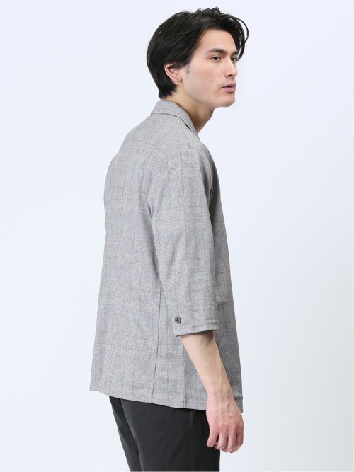 吸水速乾 グレンチェック 1ボタン7分袖ジャケット