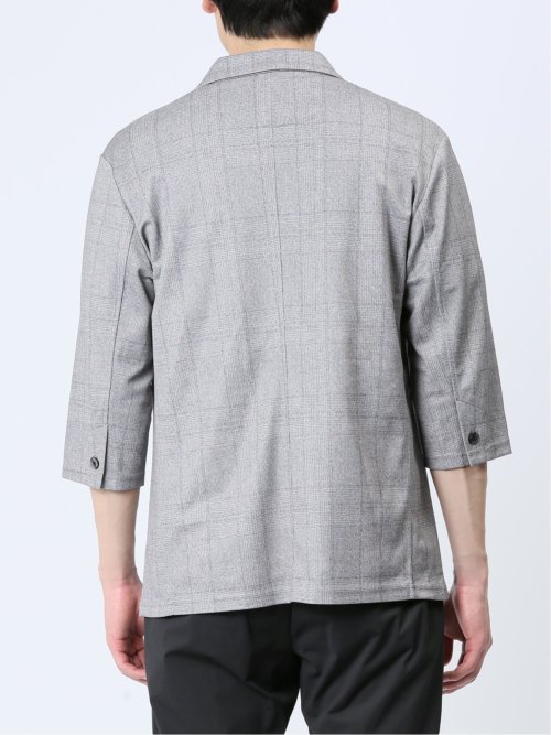 吸水速乾 グレンチェック 1ボタン7分袖ジャケット