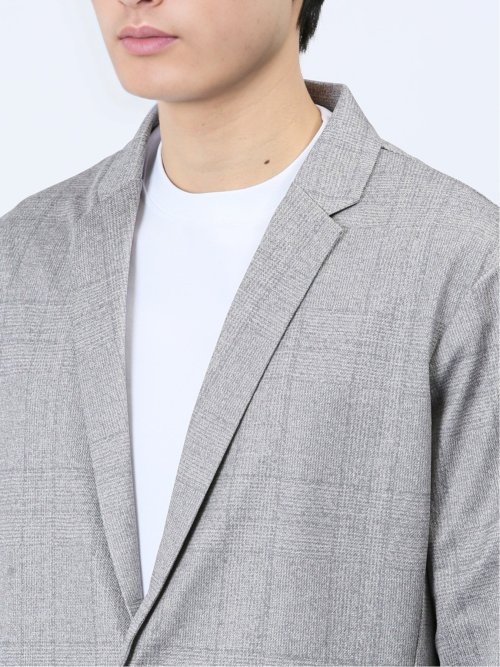 吸水速乾 グレンチェック 1ボタン7分袖ジャケット