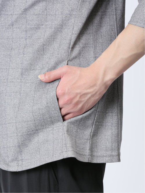 吸水速乾 グレンチェック 1ボタン7分袖ジャケット