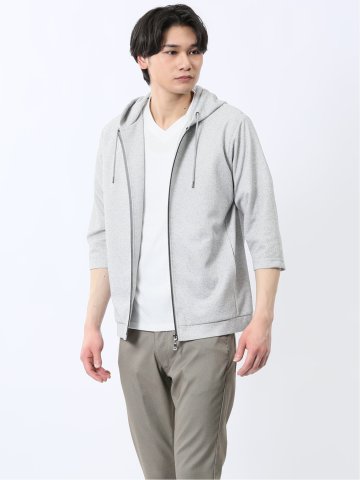 ドビーメッシュ 7分袖パーカー