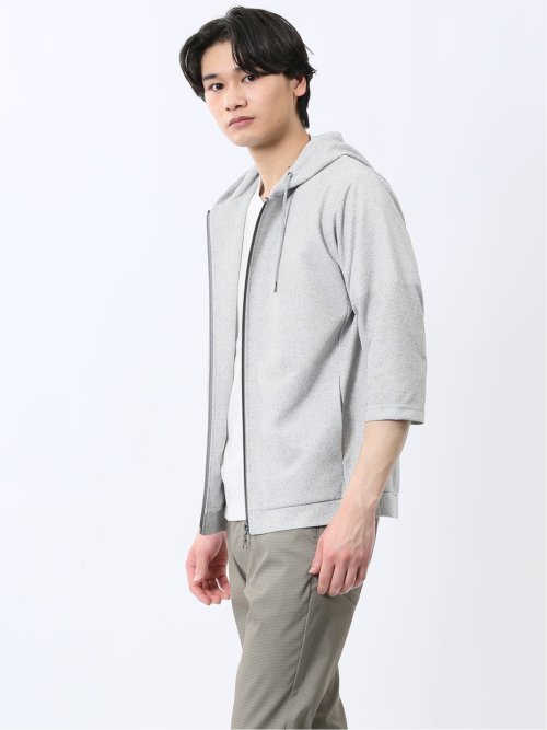 ドビーメッシュ 7分袖パーカー