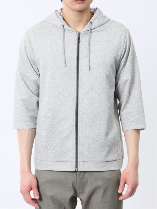 ドビーメッシュ 7分袖パーカー