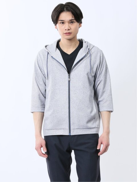 ドビーメッシュ 7分袖パーカー