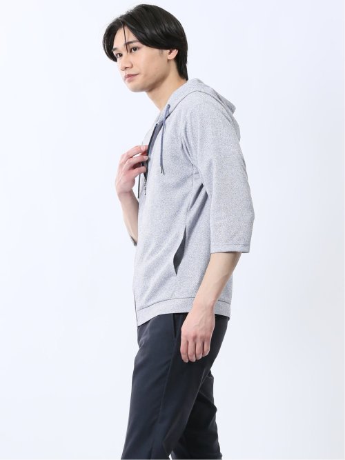 ドビーメッシュ 7分袖パーカー