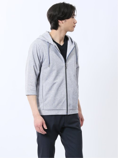 ドビーメッシュ 7分袖パーカー