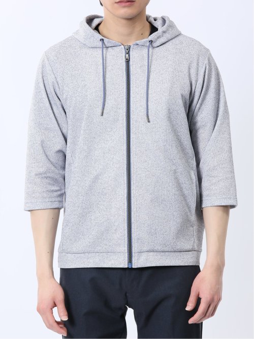 ドビーメッシュ 7分袖パーカー