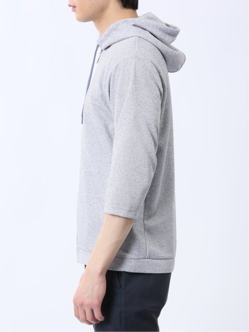 ドビーメッシュ 7分袖パーカー