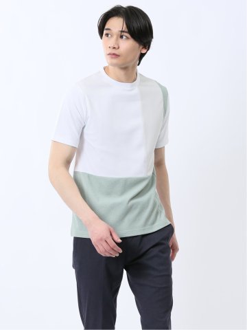 異素材切替 クルーネック半袖Tシャツ