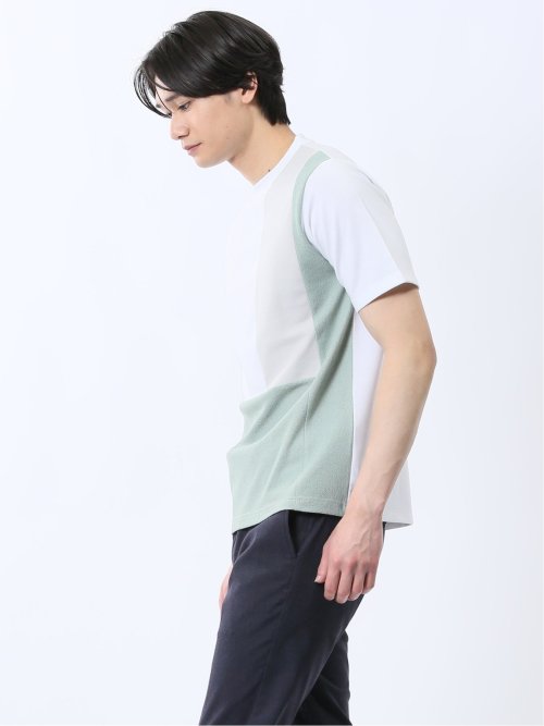 異素材切替 クルーネック半袖Tシャツ