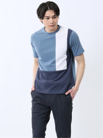 異素材切替 クルーネック半袖Tシャツ