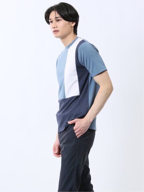異素材切替 クルーネック半袖Tシャツ