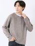 Tシャツ メンズ 長袖 ストレッチ キーネック フェイクレイヤード 起毛 ポンチ