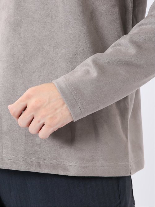 Tシャツ メンズ 長袖 ストレッチ キーネック フェイクレイヤード 起毛 ポンチ