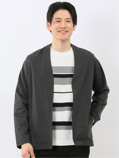 ストレッチ マイクロドット メッシュ ボタンレス カーディガン(M 06