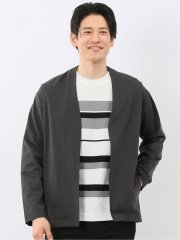 ストレッチ マイクロドット メッシュ ボタンレス カーディガン