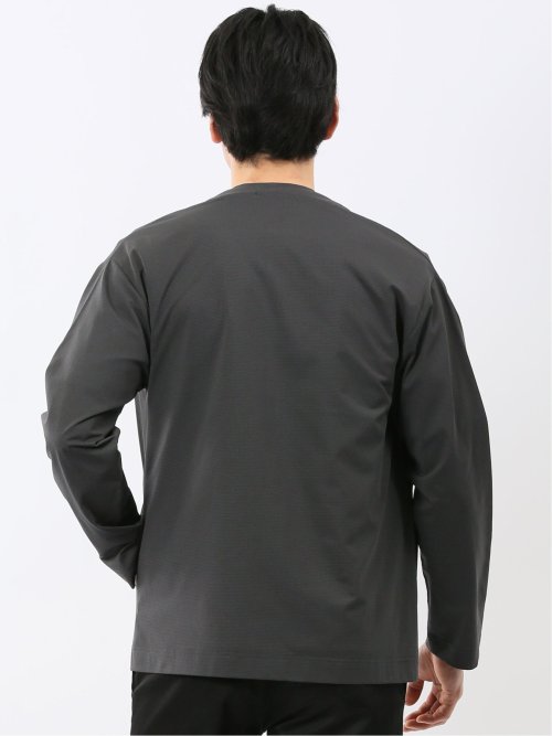 ストレッチ マイクロドット メッシュ ボタンレス カーディガン