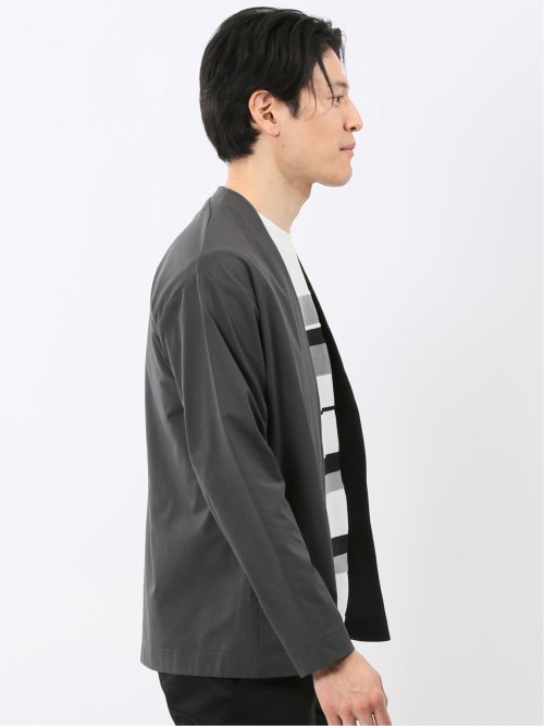 ストレッチ マイクロドット メッシュ ボタンレス カーディガン