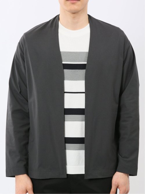 ストレッチ マイクロドット メッシュ ボタンレス カーディガン