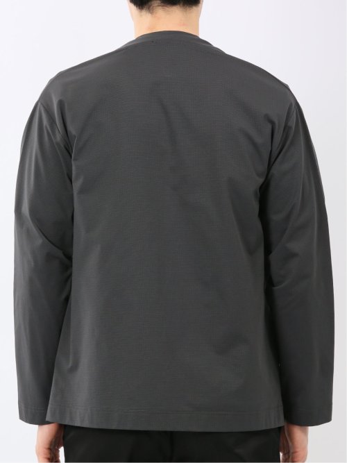 ストレッチ マイクロドット メッシュ ボタンレス カーディガン