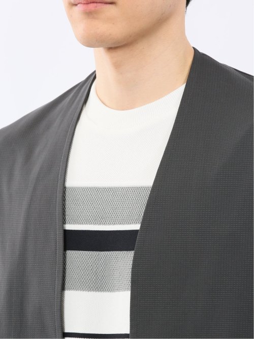 ストレッチ マイクロドット メッシュ ボタンレス カーディガン