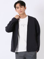 ストレッチ マイクロドット メッシュ ボタンレス カーディガン